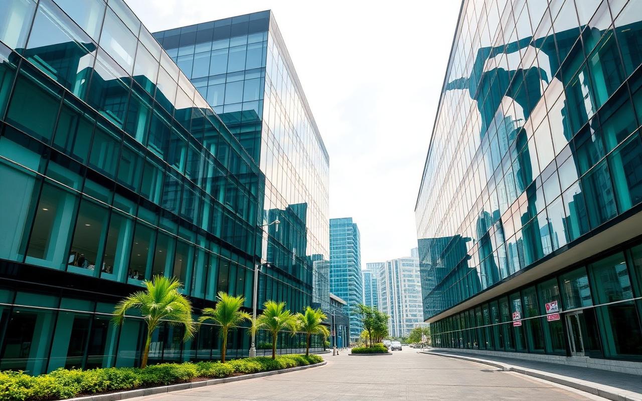 Glass commercial buildings in Victoria Island
